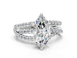 White gold Marquise Solitaire Twist Band with Pavé Setting and Four-Prong Setting_110