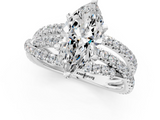 White gold Marquise Solitaire Twist Band with Pavé Setting and Four-Prong Setting_111