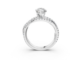 White gold Marquise Solitaire Twist Band with Pavé Setting and Four-Prong Setting_113