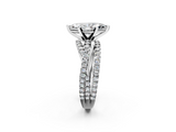 White gold Marquise Solitaire Twist Band with Pavé Setting and Four-Prong Setting_113