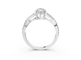 White gold Marquise Solitaire Twist Band with Pavé Setting and Four-Prong Setting_42