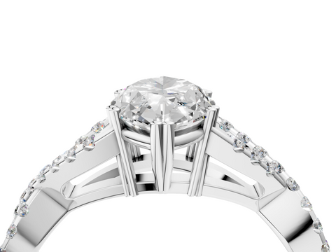 White gold Marquise Solitaire Twist Band with Pavé Setting and Four-Prong Setting_43