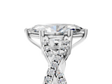 10K White Gold 2.05 Carat E VVS2 Marquise Diamond Solitaire Ring with Four-Prong Setting and Twisted Pavé Band