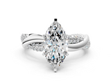 White gold Marquise Solitaire Twist Band with Pave Prong Setting_69
