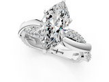White gold Marquise Solitaire Twist Band with Pave Prong Setting_70