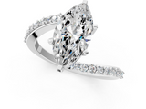 White gold Marquise Solitaire Twist Band with Pave Set Diamonds and Four-Prong Setting_147