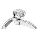 White gold Marquise Solitaire Twist Band with Pave Set Diamonds and Four-Prong Setting_150