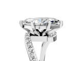 White gold Marquise Solitaire Twist Band with Pave Set Diamonds and Four-Prong Setting_151
