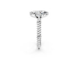 White gold Marquise Solitaire Twisted Band Prong Set Engagement Ring_89