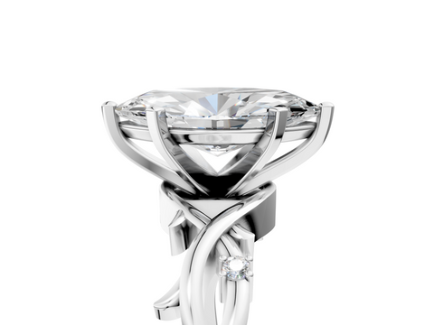 White gold Marquise Solitaire Twisted Band Prong Setting Ring_152