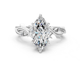 White gold Marquise Solitaire Twisted Band Prong Setting Ring_204