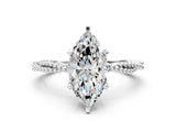 White gold Marquise Solitaire Twisted Band with Bead Prong Setting_334