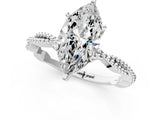 White gold Marquise Solitaire Twisted Band with Bead Prong Setting_335