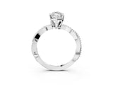 White gold Marquise Solitaire Twisted Band with Bead Prong Setting_342