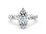 White gold Marquise Solitaire Twisted Band with Pavé Accents and Four-Prong Setting_46