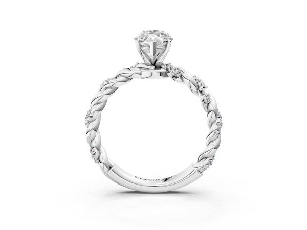 Platinum 3.53 Carat D VVS2 Marquise Diamond Solitaire Ring with Twisted Band and Pavé Accents