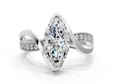White gold Marquise Solitaire Twisted Band with Prong Setting_45