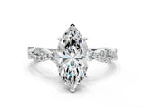 White gold Marquise Solitaire Twisted Pave Band with Four-Prong Setting_23