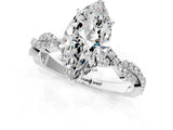 White gold Marquise Solitaire Twisted Pave Band with Four-Prong Setting_24