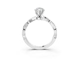 White gold Marquise Solitaire Twisted Pave Band with Four-Prong Setting_26