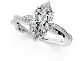 White gold Marquise Solitaire Twisted Pave Diamond Ring with Four-Prong Setting_13