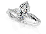 White gold Marquise Solitaire Twisted Pave Diamond Ring with Four-Prong Setting_13