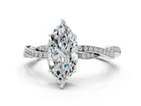 White gold Marquise Solitaire Twisted Pave Diamond Ring with Four-Prong Setting_147