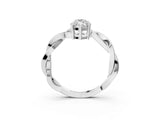 White gold Marquise Solitaire Twisted Pave Diamond Ring with Four-Prong Setting_15