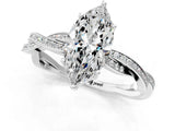White gold Marquise Solitaire Twisted Pave Diamond Ring with Four-Prong Setting_159