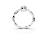 White gold Marquise Solitaire Twisted Pave Diamond Ring with Four-Prong Setting_161