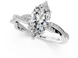 White gold Marquise Solitaire Twisted Pave Diamond Ring with Four-Prong Setting_25