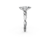 White gold Marquise Solitaire Vine Band with Milgrain Prong Setting_26