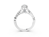 White gold Marquise Solitaire Vine Band with Milgrain Prong Setting_27