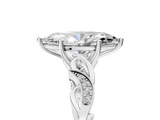 White gold Marquise Solitaire Vine Band with Milgrain Prong Setting_29