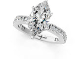 White gold Marquise Solitaire with Pavé Band and Four-Prong Setting_353