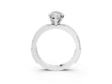 White gold Marquise Solitaire with Pavé Band and Four-Prong Setting_358
