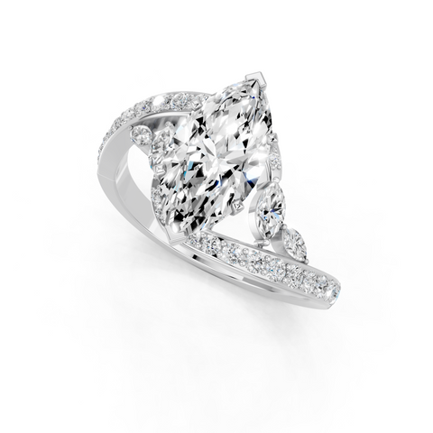 White gold Marquise Solitaire with Pavé Twist Band and Four-Prong Setting_22