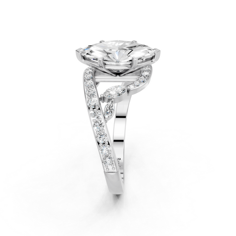 White gold Marquise Solitaire with Pavé Twist Band and Four-Prong Setting_23