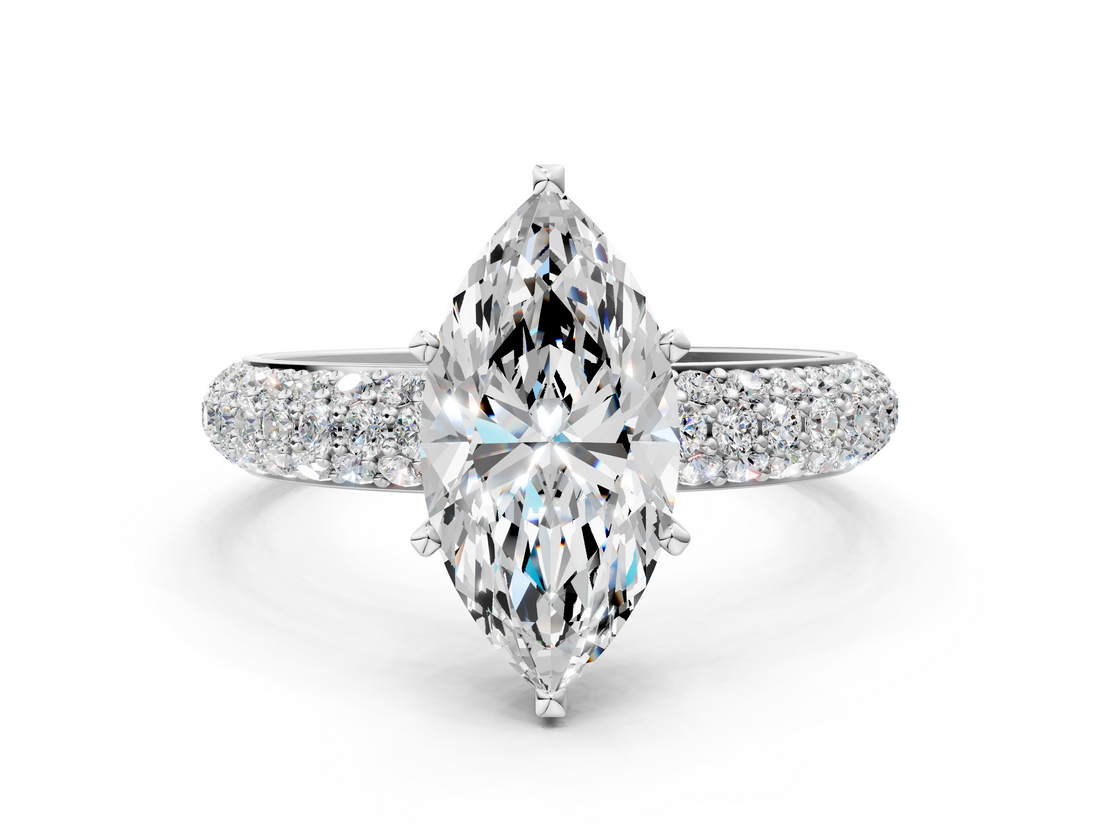 White gold Marquise Solitaire with Pave Band and Four-Prong Setting_23