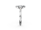 White gold Marquise Solitaire with Tapered Baguette Side Stones on a Classic Band with Four-Prong Setting_130