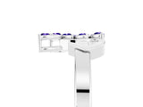 White gold Marquise Tanzanite Cluster Bypass Ring with Prong Setting_11