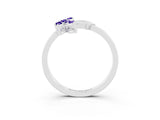 White gold Marquise Tanzanite Cluster Bypass Ring with Prong Setting_9