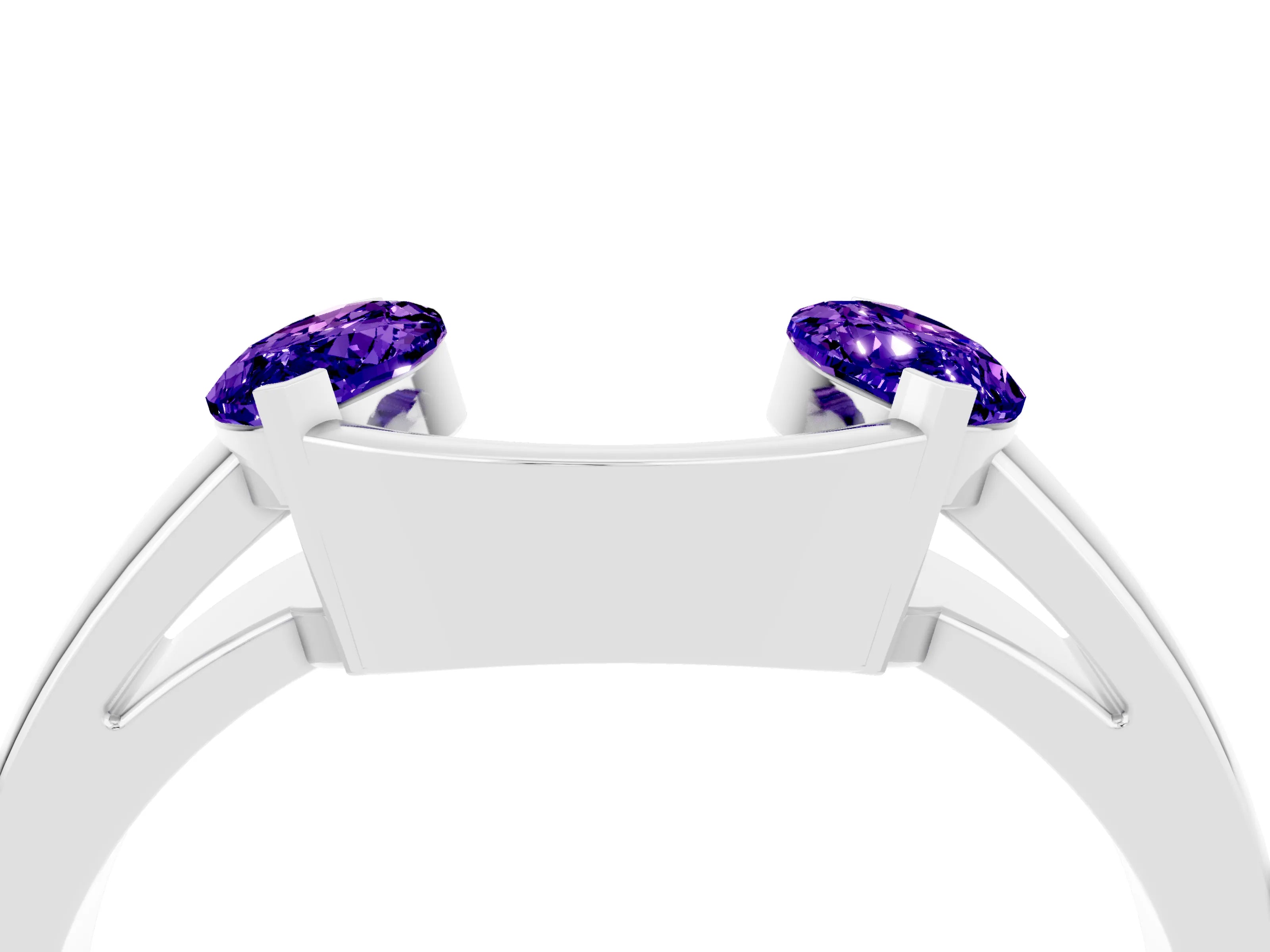 White gold Marquise Tanzanite Open Band Ring with Tension Setting_10