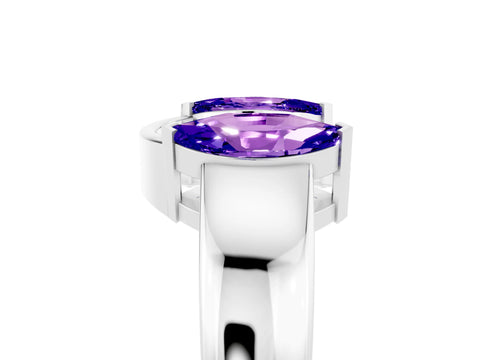 White gold Marquise Tanzanite Open Band Ring with Tension Setting_11