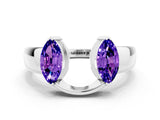 White gold Marquise Tanzanite Open Band Ring with Tension Setting_6