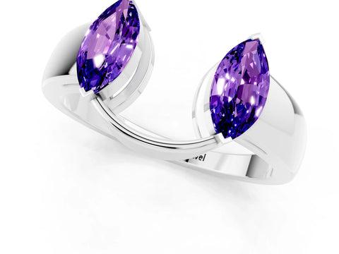 White gold Marquise Tanzanite Open Band Ring with Tension Setting_7