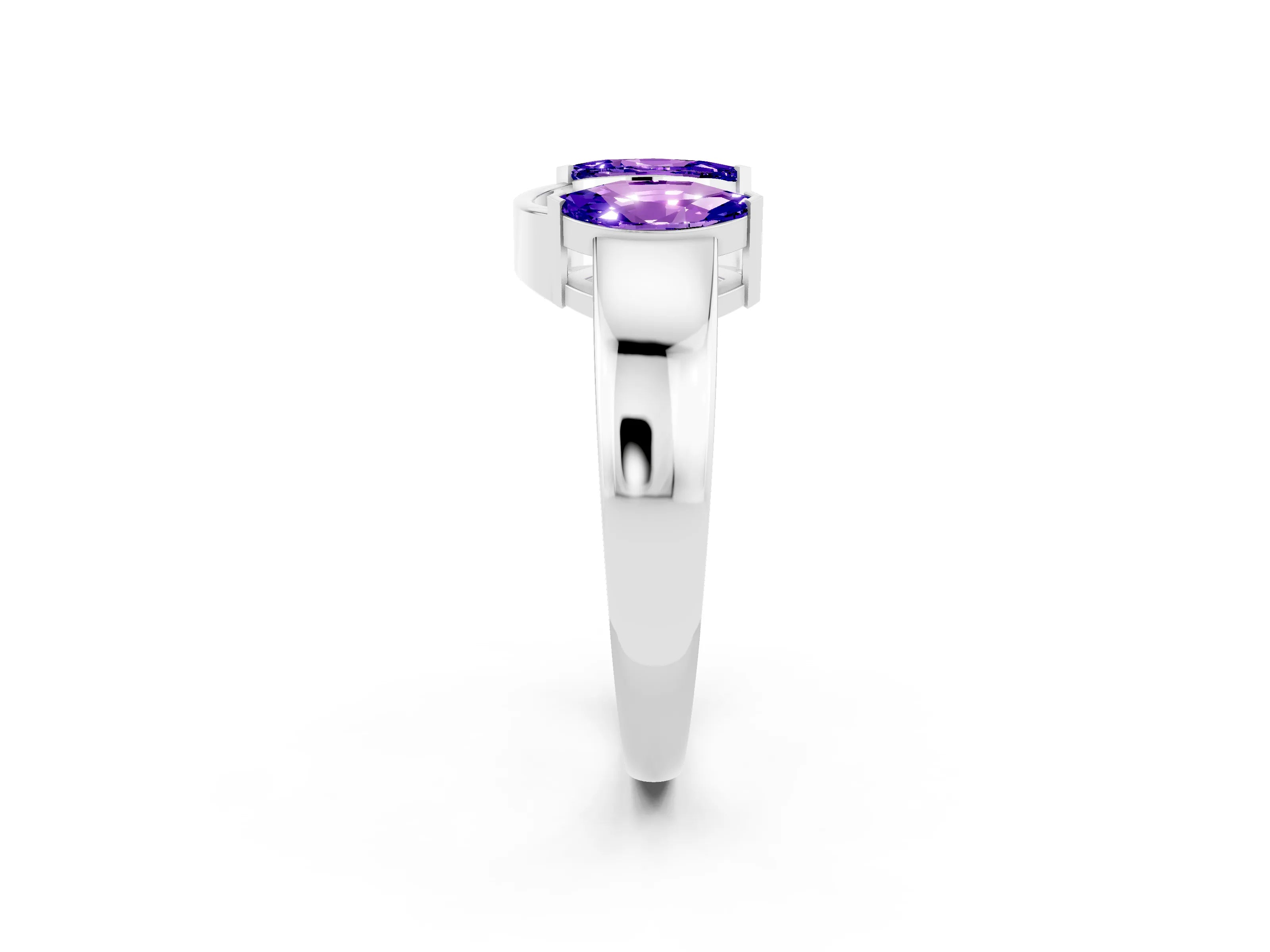 White gold Marquise Tanzanite Open Band Ring with Tension Setting_8