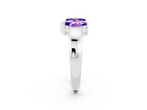 White gold Marquise Tanzanite Open Band Ring with Tension Setting_8