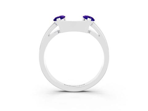 White gold Marquise Tanzanite Open Band Ring with Tension Setting_9