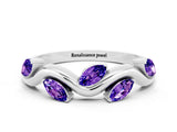 White gold Marquise Tanzanite Twisted Band with Prong Setting_6